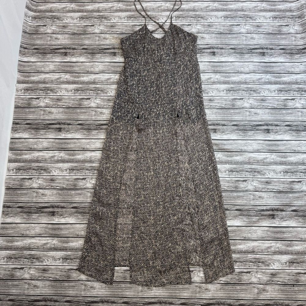 For Love & Lemons Women's Heart of Gold Maxi Dress XS Tan Brown Black NWT